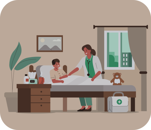 animated kid with doctor