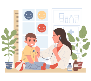 animated family and doctor